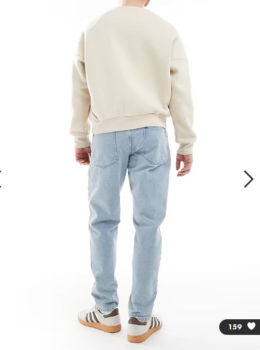 ASOS DESIGN tapered jeans in light stone wash blue