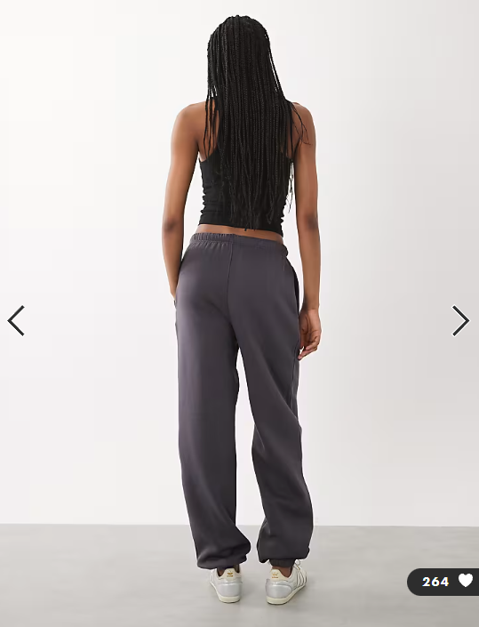 Kaiia Tall cotton blend embroidered logo cuffed joggers in dark grey