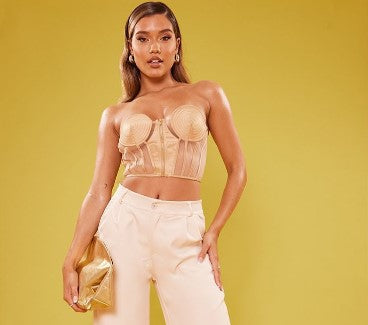 Champagne Circle Bust Cup Crop Top