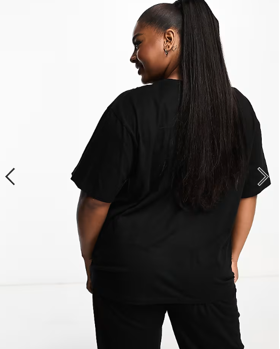 ASOS DESIGN Curve mix & match cotton oversized pyjama tee in black