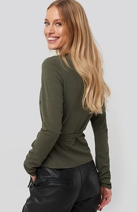 Wrap Over Long Sleeve Top Vert