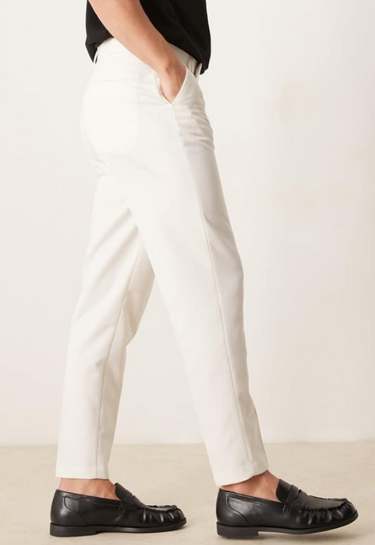 Asos Design smart tapered fit trousers in white