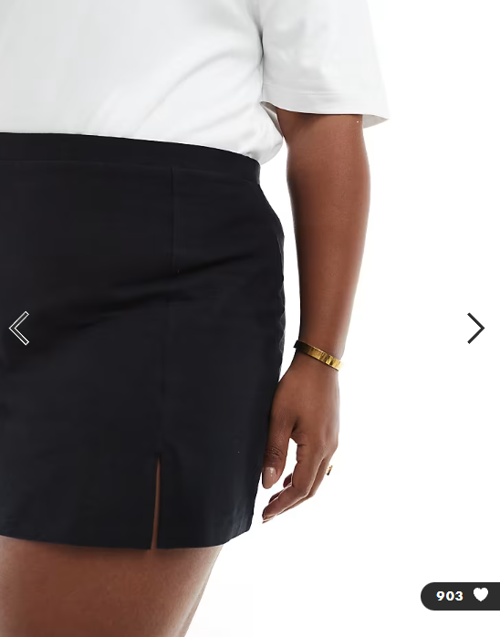 ASOS DESIGN Curve tennis skort in black