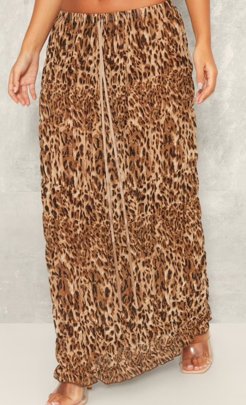 Plt - Petite Leopard Print Low Waist Chiffon Maxi Skirt