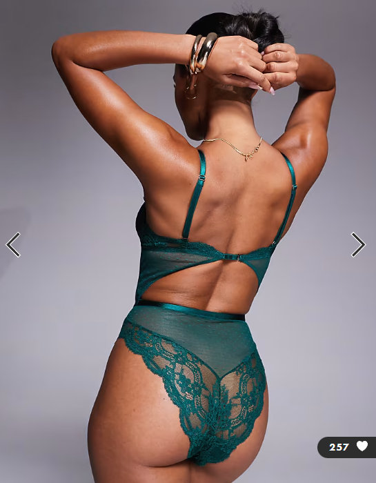 ASOS DESIGN Lola lace soft body in forest green