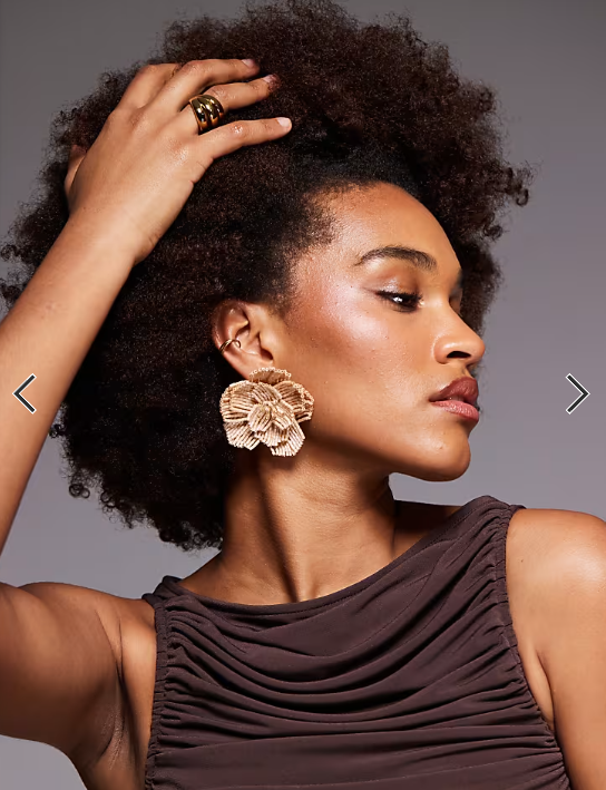 ALDO fleurish beaded statement flower earrings in gold