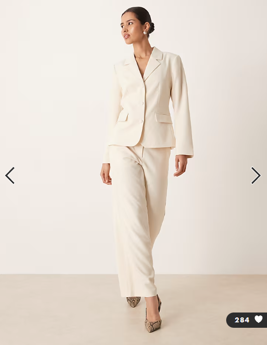 Vila tailored blazer co-ord in birch creamC