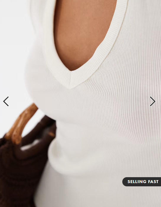 ASOS DESIGN ribbed v neck vest in ivory