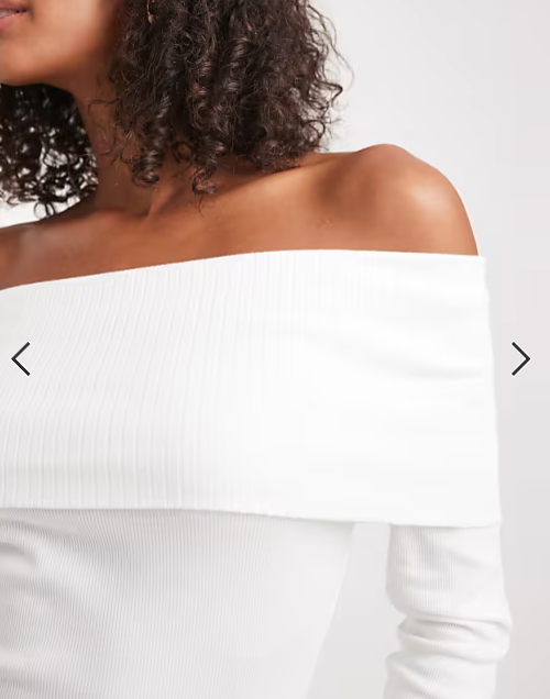 Miss Selfridge mixed rib bardot top in cream