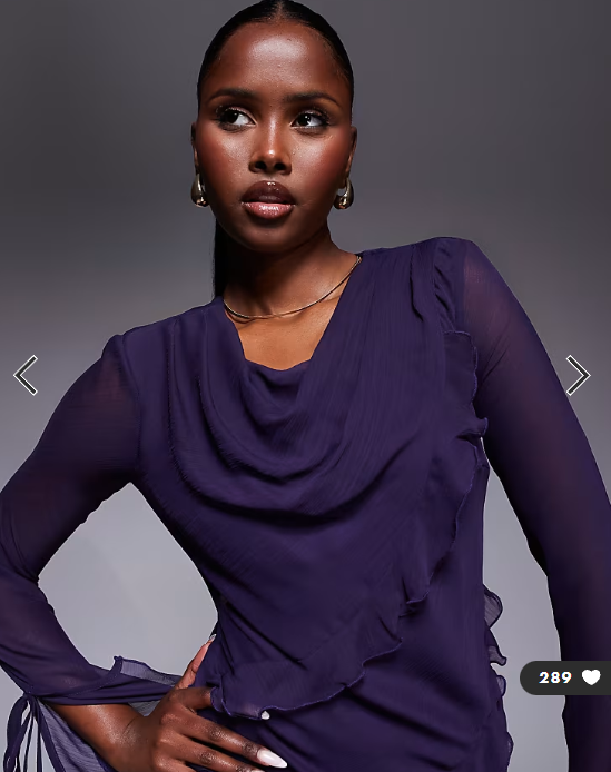 Daska chiffon maxi dress with frill details in purple