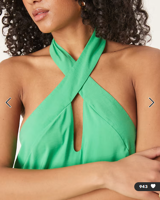 Asos - cross neck column midi dress with side splits in bright green