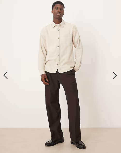 Abercrombie & Fitch long sleeve cropped flannel shirt with pocket in cream