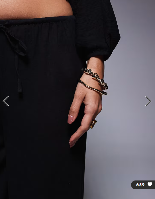 Asos - mira cotton crinkle wide leg beach trouser in black