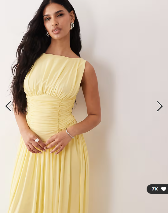 ASOS DESIGN mesh slash neck asymmetric bubble hem dress in lemon