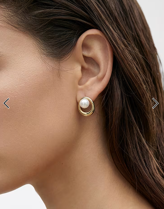 Pieces drop pearl and stud 2 pack earrings in gold