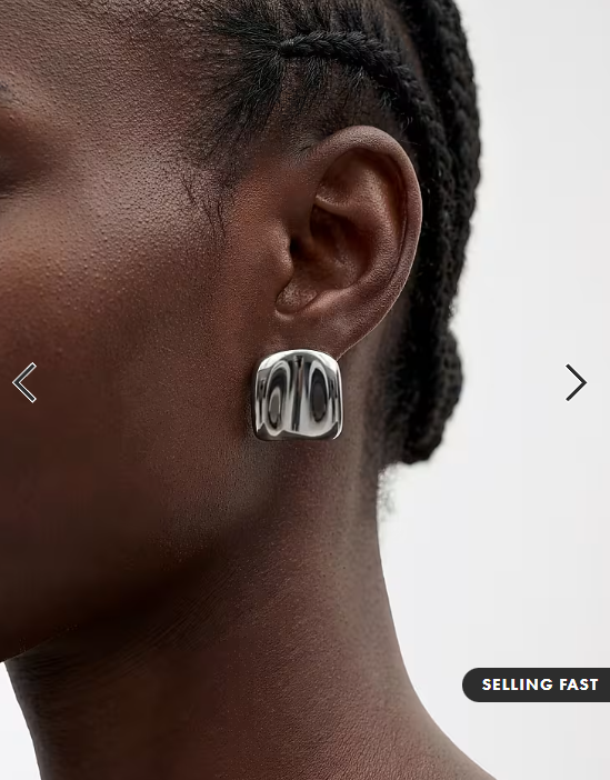 ASOS DESIGN stud earrings with abstract design in silver tone