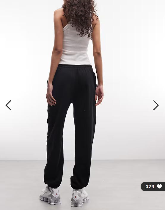 Monki joggers with cuffed hem in black