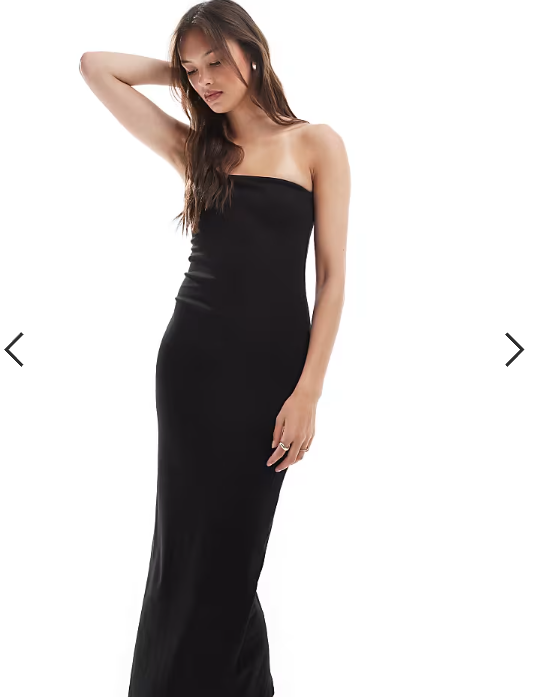 Brave Soul cotton jersey bandeau midi dress in black