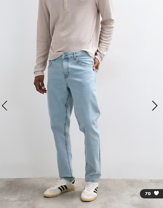 ASOS DESIGN stretch slim jeans in light wash blue