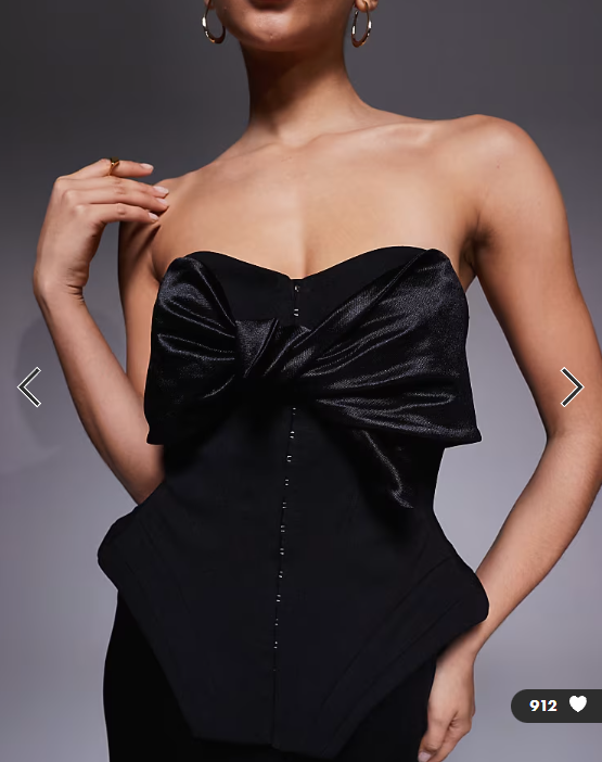 ASOS DESIGN Premium knotted bandeau maxi dress with corsetry detailing in black