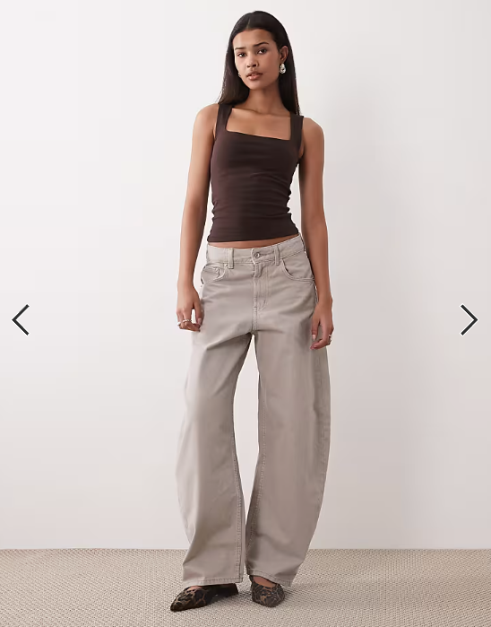 Gina Tricot square neck tank top in brown