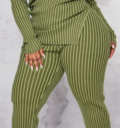 Plt - Plus Khaki Rib Knitted Trousers