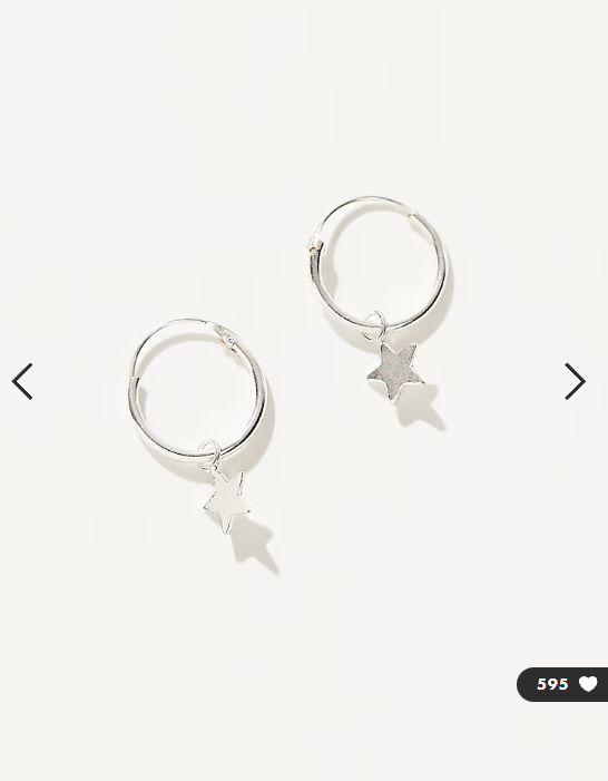 Kingsley Ryan hoop earrings with star charm in sterling silver