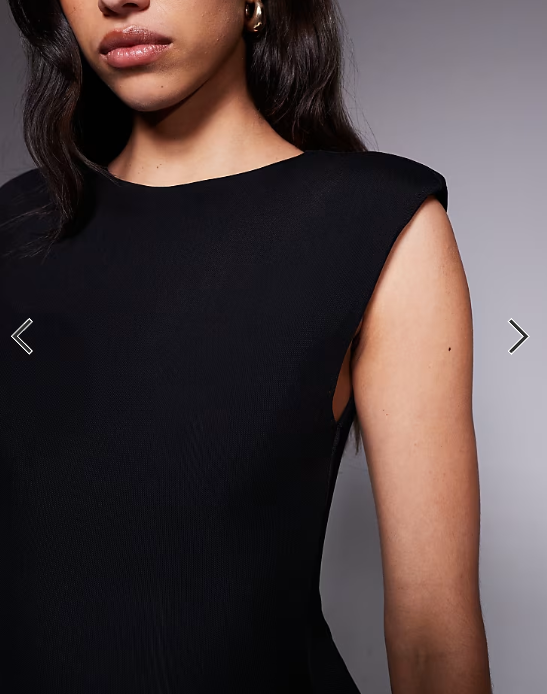 Wanderdoll Naomi sculpting sleeveless shoulder pad detail bodycon maxi dress in black