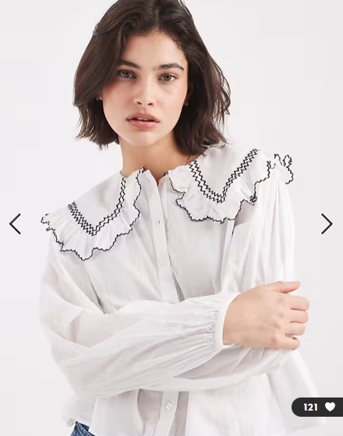 New Look contrast stitch collared shirt in white