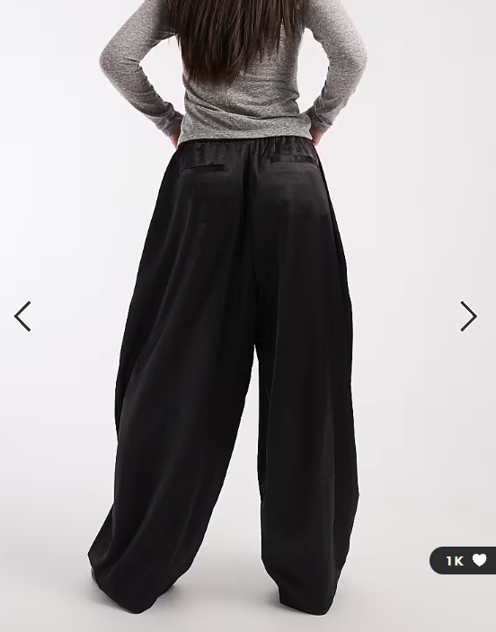 COLLUSION XL balloon trouser in black satin