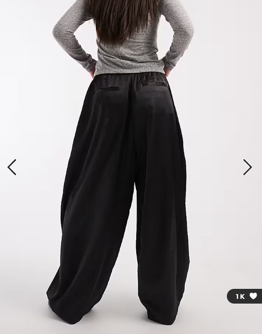 COLLUSION XL balloon trouser in black satin