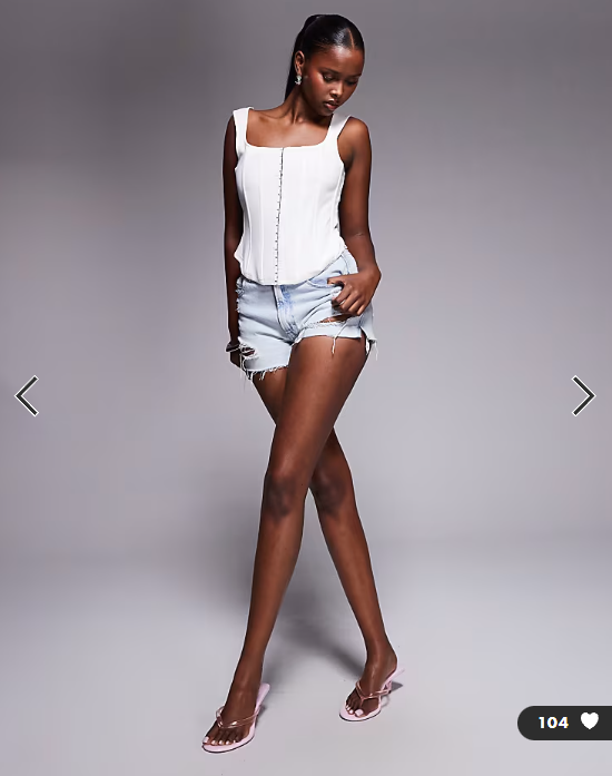 ASOS DESIGN corset top with eyelet front in ivory