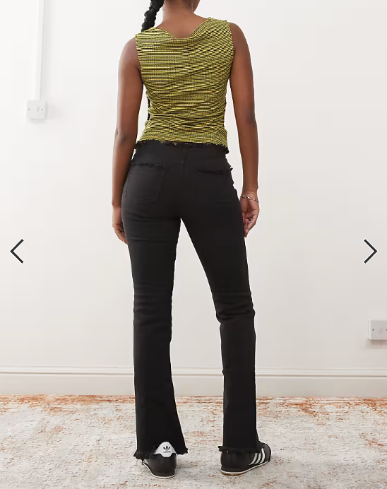 Monki low rise stretch bootcut jeans in washed black