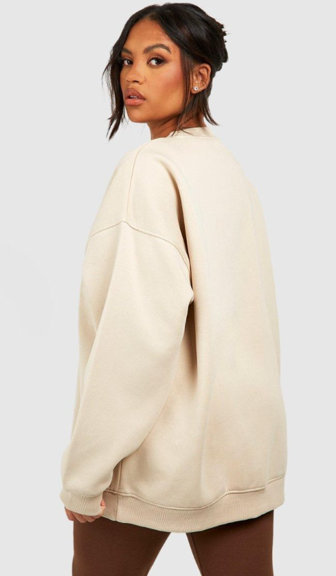 Boohoo Plus California Applique Oversized Sweatshirt - stone