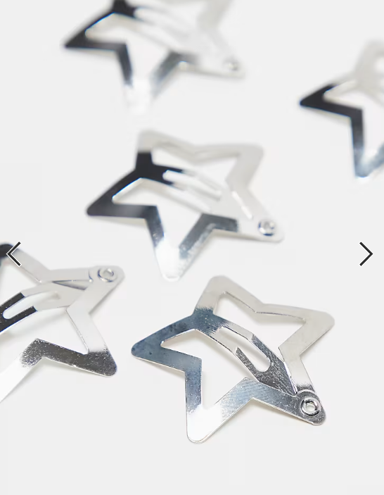 Pieces 6 pack star hair clips in silver