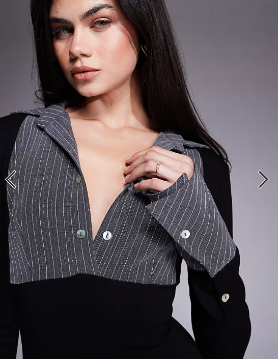 I.AM.GIA Sharah contrast shirt buckle waist detail mini dress in black