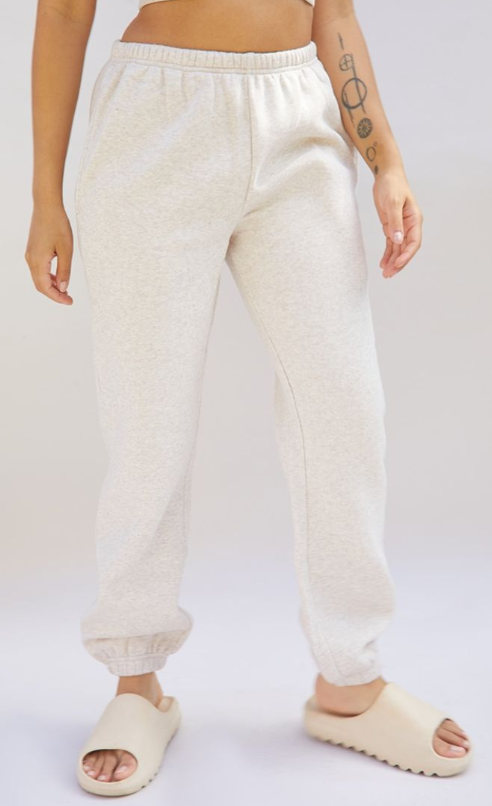 Petite Oatmeal Basic Cuffed Hem Joggers