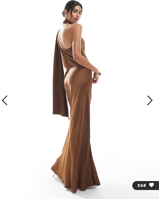Maids to Measure Bridesmaid one shoulder scarf maxi dress in chocolate