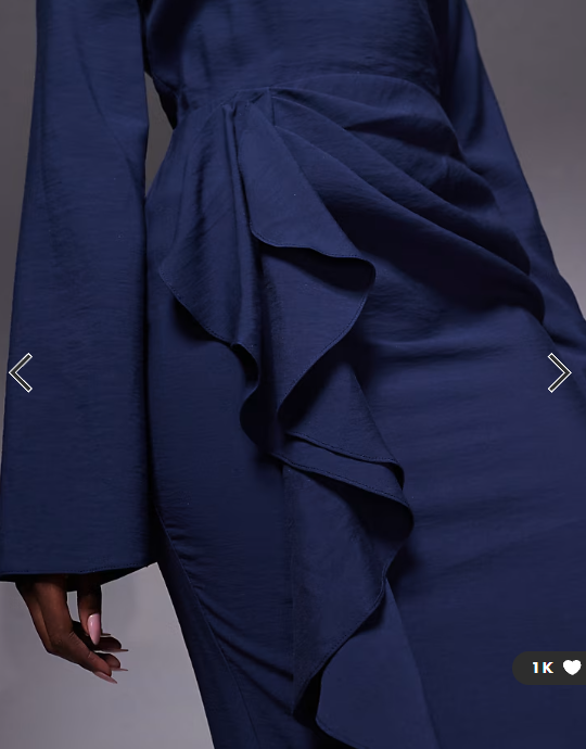 ASOS DESIGN long sleeve maxi dress with ruffle skirt in navy