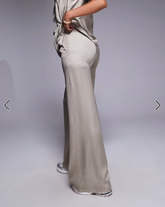 ASOS DESIGN satin co-ord trouser in champagne