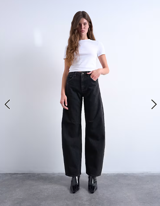 Topshop Barrel mid rise jean in washed black