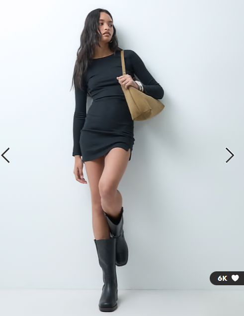 ASOS DESIGN long sleeve mini dress with split hem