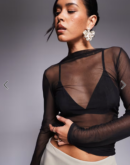 Missyempire long sleeve mesh top in black