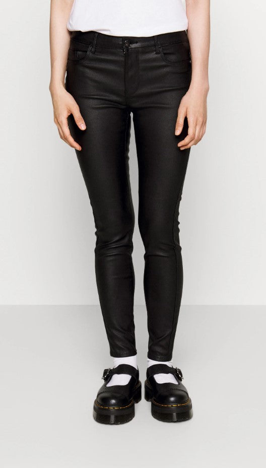 ONLY Petite ONLHELLA COATED - Skinny džíny - black