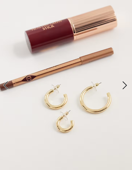 DesignB London pack of 3 hoop earrings in gold