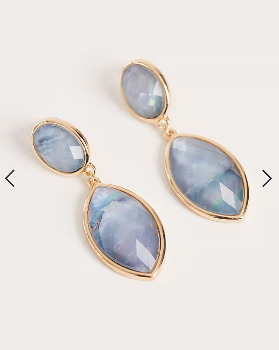 Accessorize elipse gem double drop earrings in blue