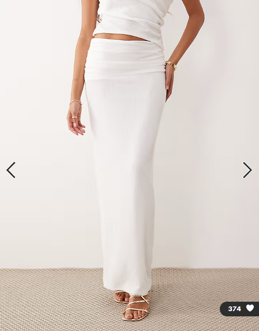 ASOS DESIGN co-ord textured rib column maxi skirt in ivory