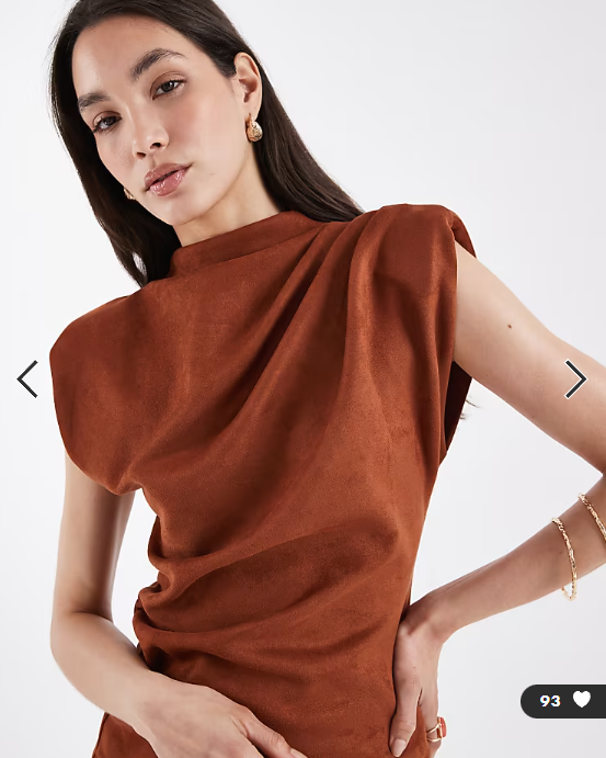 ASOS DESIGN faux suede short sleeve top co-ord with open back detail in tan