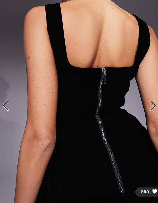Wanderdoll Lucky velvet square neck hip detail mini dress in black