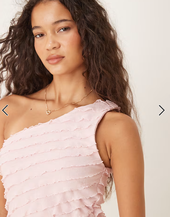 ASOS DESIGN mix & match ruffle one shoulder top in baby pink